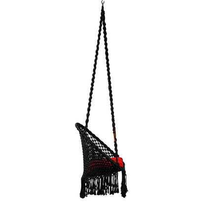 Swing, Swing in Premium Round Black with Red Cushion, Swing in Black Color, Swing with 1 Rod, 2 S Hook & Square Cushion, Swing - VT6100