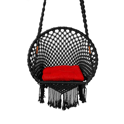 Swing, Swing in Premium Round Black with Red Cushion, Swing in Black Color, Swing with 1 Rod, 2 S Hook & Square Cushion, Swing - VT6100