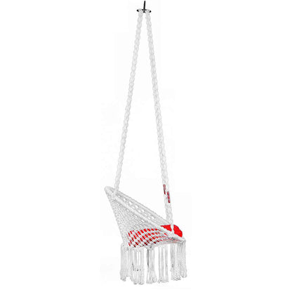 Swing, Swing in Premium Round White with Red Cushion, Swing in White Color, Swing with 1 Rod, 2 S Hook & Square Cushion, Swing - VT6101