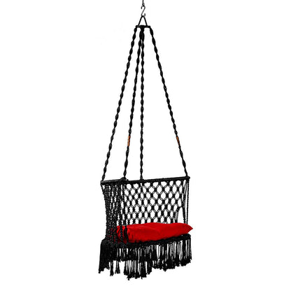 Swing, Swing in Premium C Black with Red Cushion, Swing in Black Color, Swing with 1 Rod, 2 S Hook & D Shape Cushion, Swing - VT6102