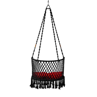 Swing, Swing in Premium C Black with Red Cushion, Swing in Black Color, Swing with 1 Rod, 2 S Hook & D Shape Cushion, Swing - VT6102