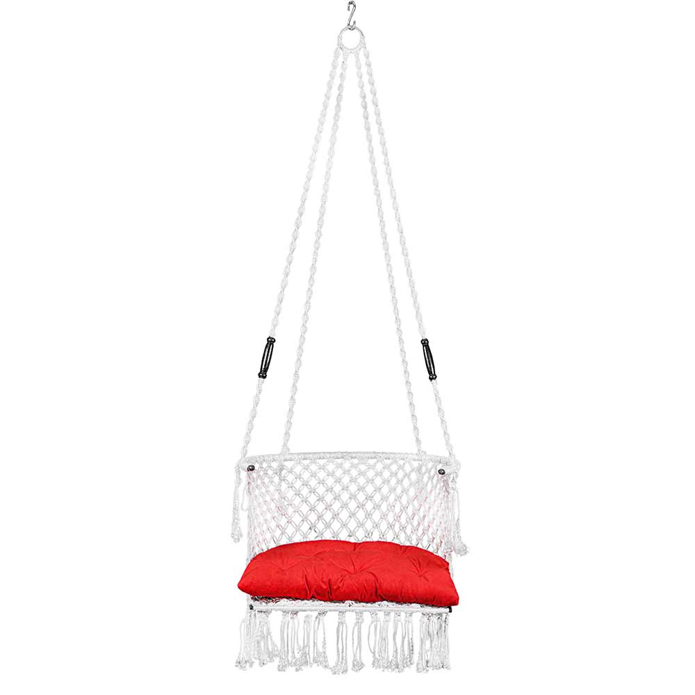 Swing, Swing in Premium C Black with Red Cushion, Swing in White Color, Swing with 1 Rod, 2 S Hook & D Shape Cushion, Swing - VT6103