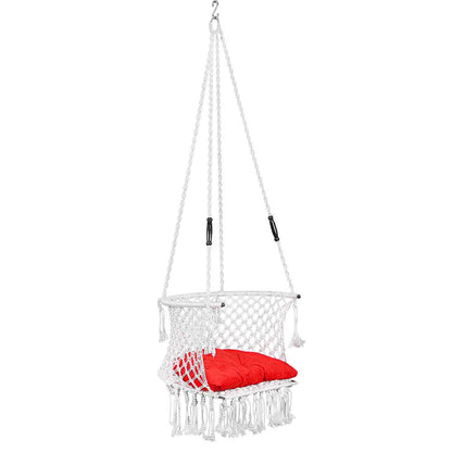 Swing, Swing in Premium C Black with Red Cushion, Swing in White Color, Swing with 1 Rod, 2 S Hook & D Shape Cushion, Swing - VT6103