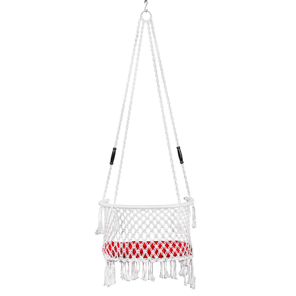 Swing, Swing in Premium C Black with Red Cushion, Swing in White Color, Swing with 1 Rod, 2 S Hook & D Shape Cushion, Swing - VT6103
