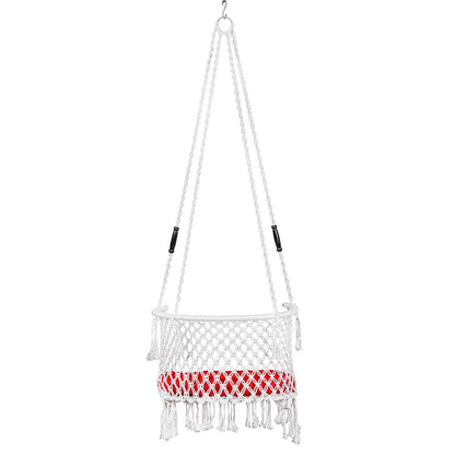 Swing, Swing in Premium C Black with Red Cushion, Swing in White Color, Swing with 1 Rod, 2 S Hook & D Shape Cushion, Swing - VT6103