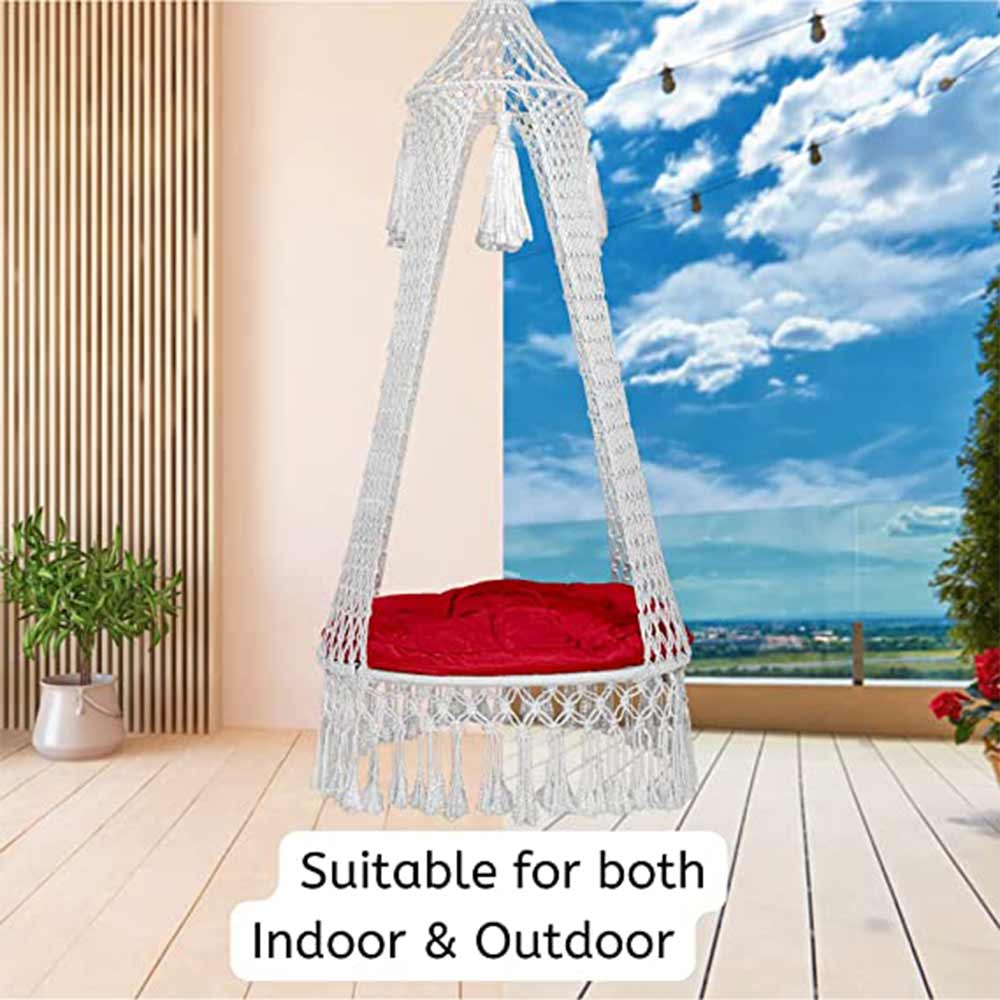 Swing, Swing in Premium Shower White, Swing in White Color, Swing with 1 Rod, 2 S Hook & Round Cushion, Swing - VT6105