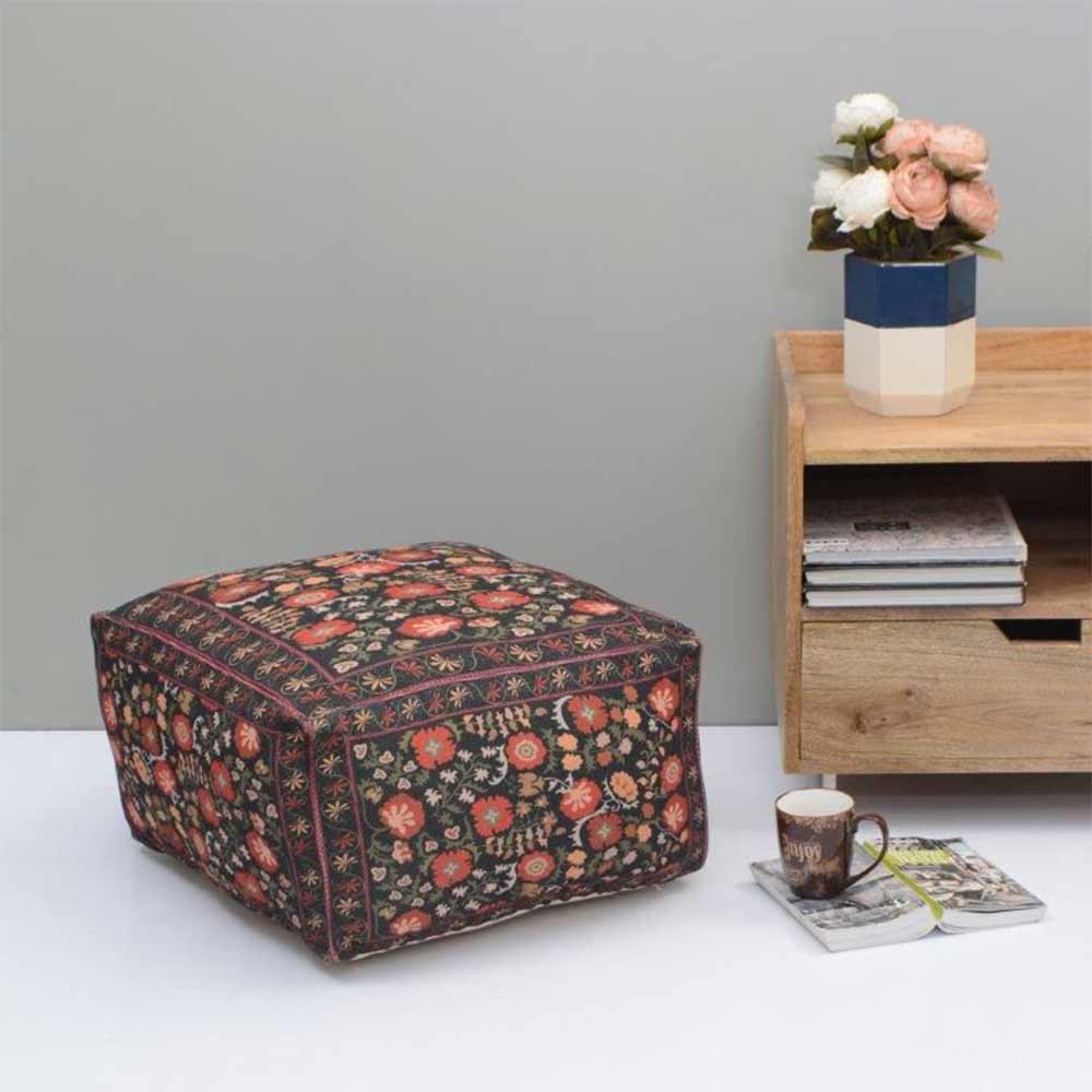 Pouffe, 002/SCNFE, Floral Glory Pouffe, (Strawberry Collective), Pouffe- VT6109