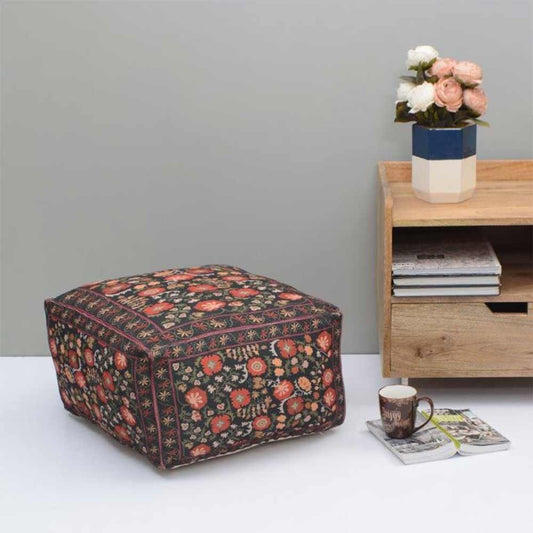 Pouffe, 002/SCNFE, Floral Glory Pouffe, (Strawberry Collective), Pouffe- VT6109