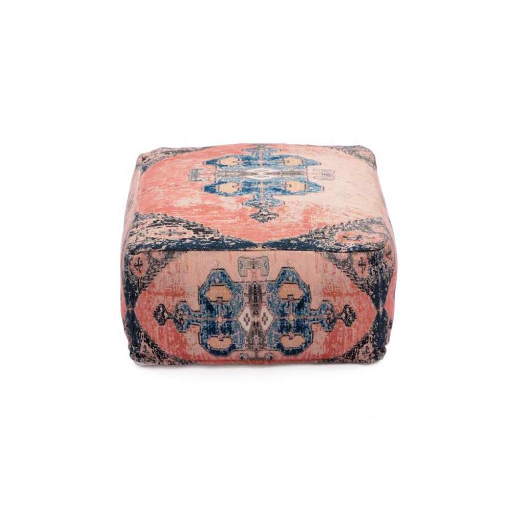 Pouffe, 003/SCNFE, Coral Distressed Pouffe, (Strawberry Collective), Pouffe- VT6110