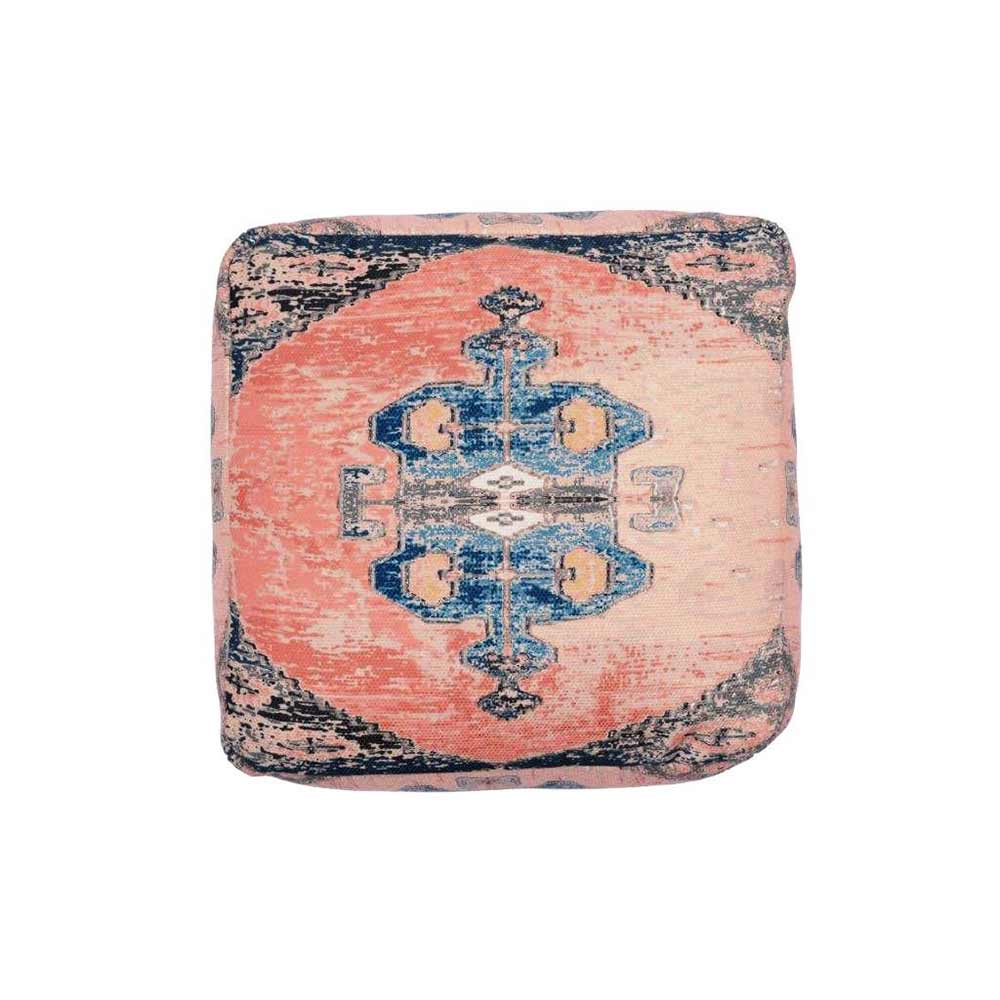 Pouffe, 003/SCNFE, Coral Distressed Pouffe, (Strawberry Collective), Pouffe- VT6110