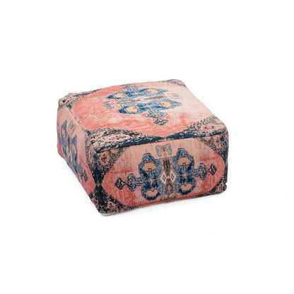 Pouffe, 003/SCNFE, Coral Distressed Pouffe, (Strawberry Collective), Pouffe- VT6110
