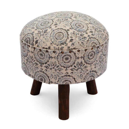 Pouffe, 006/SCNFE, Amara Wooden Leg Stool, (Strawberry Collective), Pouffe- VT6113