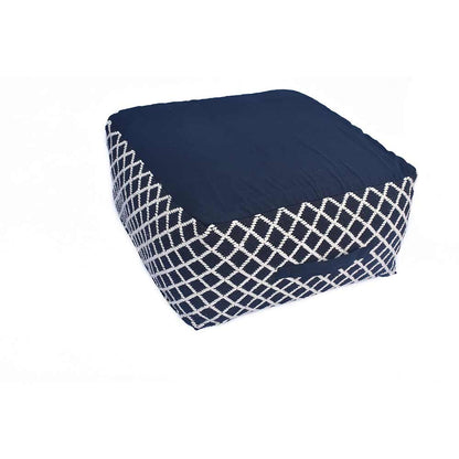 Pouffe, 006/SCSH, Blue Diamond Woven Pouffe, (Strawberry Collective), Pouffe- VT6114