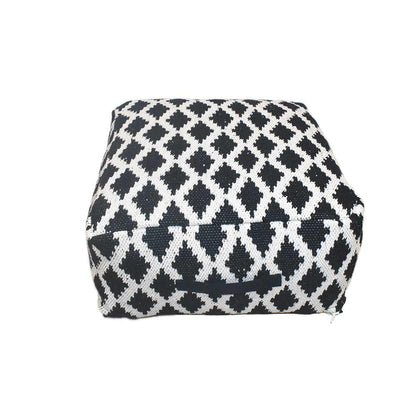 Pouffe, 007/SCSH, Black Diamond Woven Pouffe, (Strawberry Collective), Pouffe- VT6115