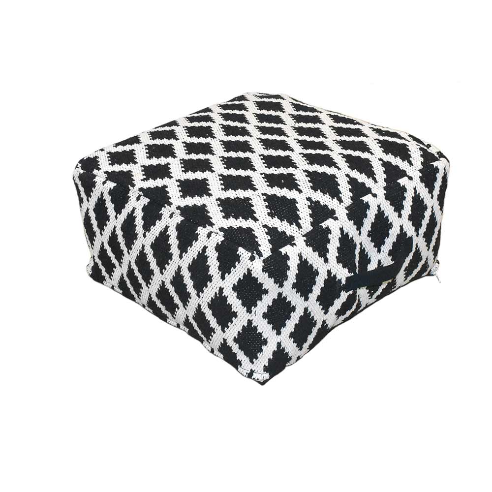 Pouffe, 007/SCSH, Black Diamond Woven Pouffe, (Strawberry Collective), Pouffe- VT6115