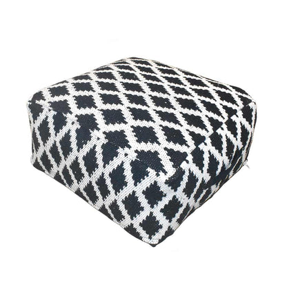 Pouffe, 007/SCSH, Black Diamond Woven Pouffe, (Strawberry Collective), Pouffe- VT6115
