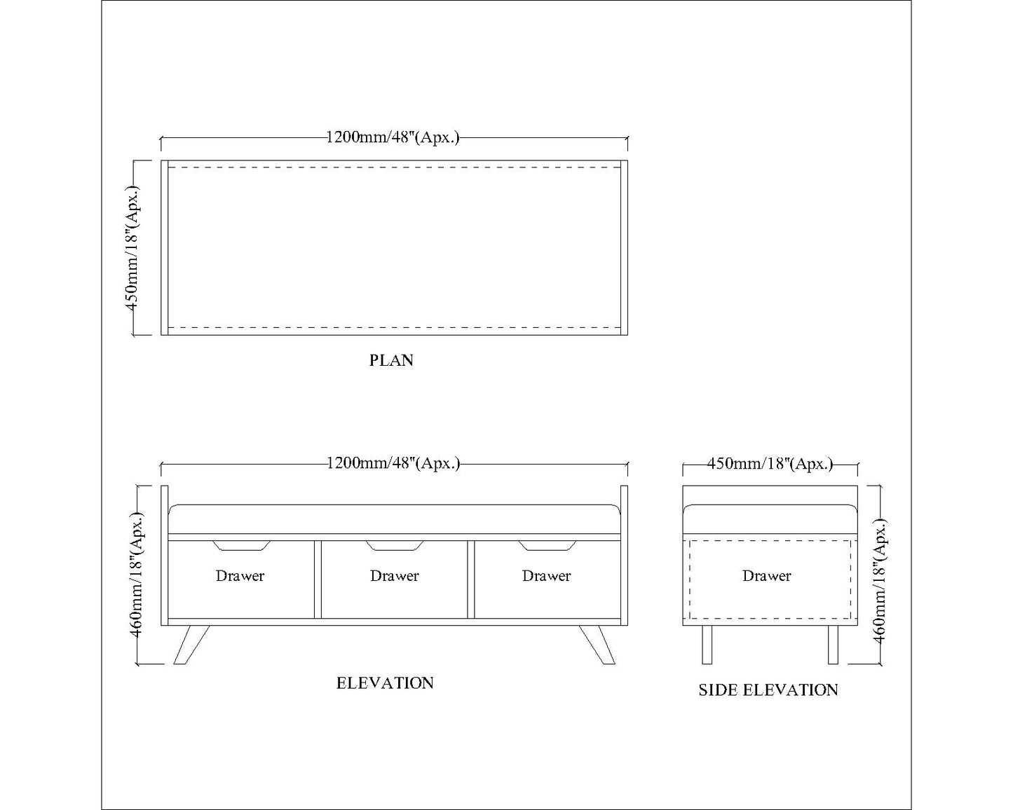 Seating Bench, Seating Bench in Beige & Brown Color, Bench in Living Room & Bed Room, Bench in Wooden Legs, Bench with Drawer, Seating Bench - VT6125