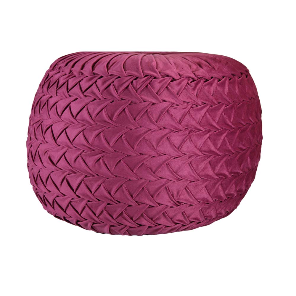 Puffy , Puffy for Living Room & Bedroom, Puffy sitting Stool, Puffy in Round Shape, Puffy in Maroon Color, Puffy - VT6154