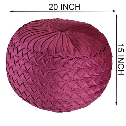 Puffy , Puffy for Living Room & Bedroom, Puffy sitting Stool, Puffy in Round Shape, Puffy in Maroon Color, Puffy - VT6154