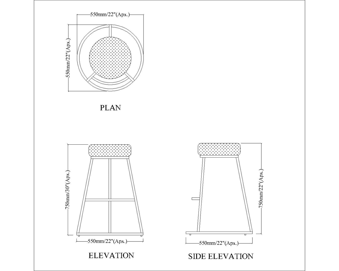 Bar Stool, Off-White & Black Color Bar Stool, Kitchen Stool, Breakfast Counter Chair, High Bar Chair, Counter Stool, Bar Stool - VT6158