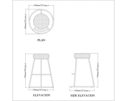 Bar Stool, Off-White & Black Color Bar Stool, Kitchen Stool, Breakfast Counter Chair, High Bar Chair, Counter Stool, Bar Stool - VT6158