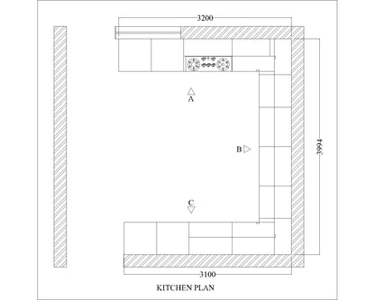 Kitchen, Modular Kitchen, Luxurious Kitchen, U-Shape Kitchen, Hi-Gloss Kitchen, Kitchen in Brown & White Color, Kitchen - VT8001