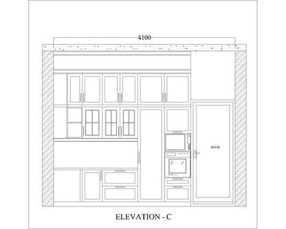 Kitchen, Modular Kitchen, Luxurious Kitchen, U-Shape Kitchen, Hi-Gloss Kitchen, Kitchen in Blue & White Color, Kitchen - VT8002