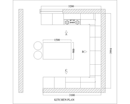 Kitchen, Modular Kitchen, Luxurious Kitchen, U-Shape Kitchen, Hi-Gloss Kitchen, Kitchen in Grey & White Color, Kitchen - VT8003