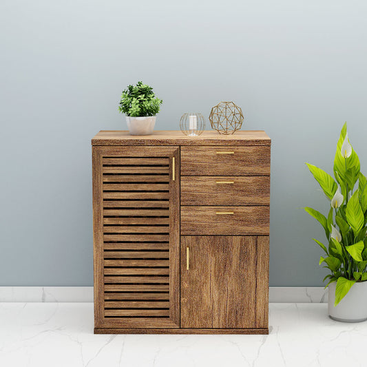 Bar Cabinet,  Solid Wood Bar Cabinet, Bar Cabinet with Drawer, Dark Brown Color Bar Cabinet, Bar Cabinet with Shutter, Bar Cabinet- VT- 10046