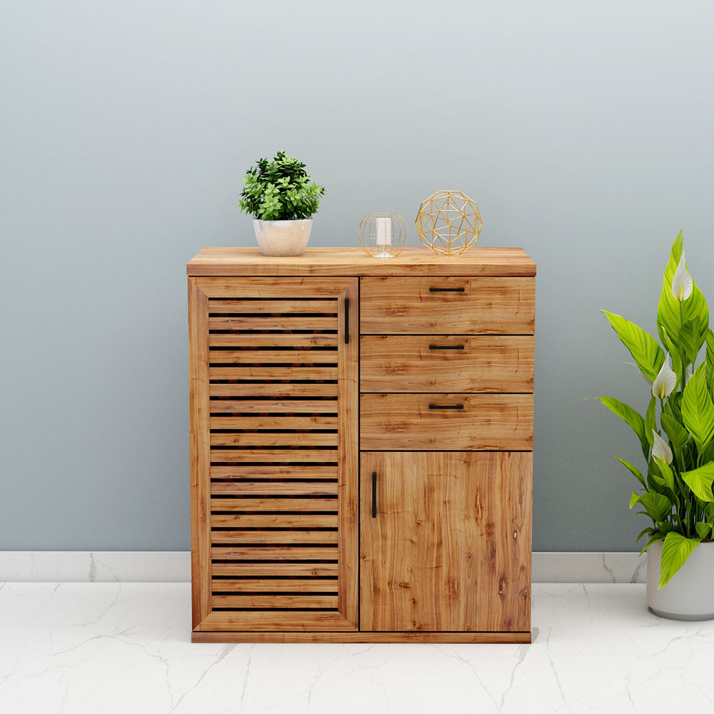 Bar Cabinet,  Solid Wood Bar Cabinet, Bar Cabinet with Drawer, Brown Color Bar Cabinet, Bar Cabinet with Shutter, Bar Cabinet- VT- 10047