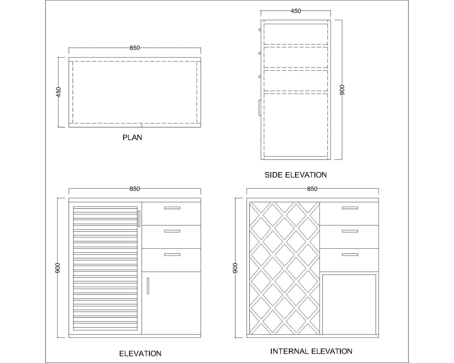 Bar Cabinet,  Solid Wood Bar Cabinet, Bar Cabinet with Drawer, Brown Color Bar Cabinet, Bar Cabinet with Shutter, Bar Cabinet- VT- 10047