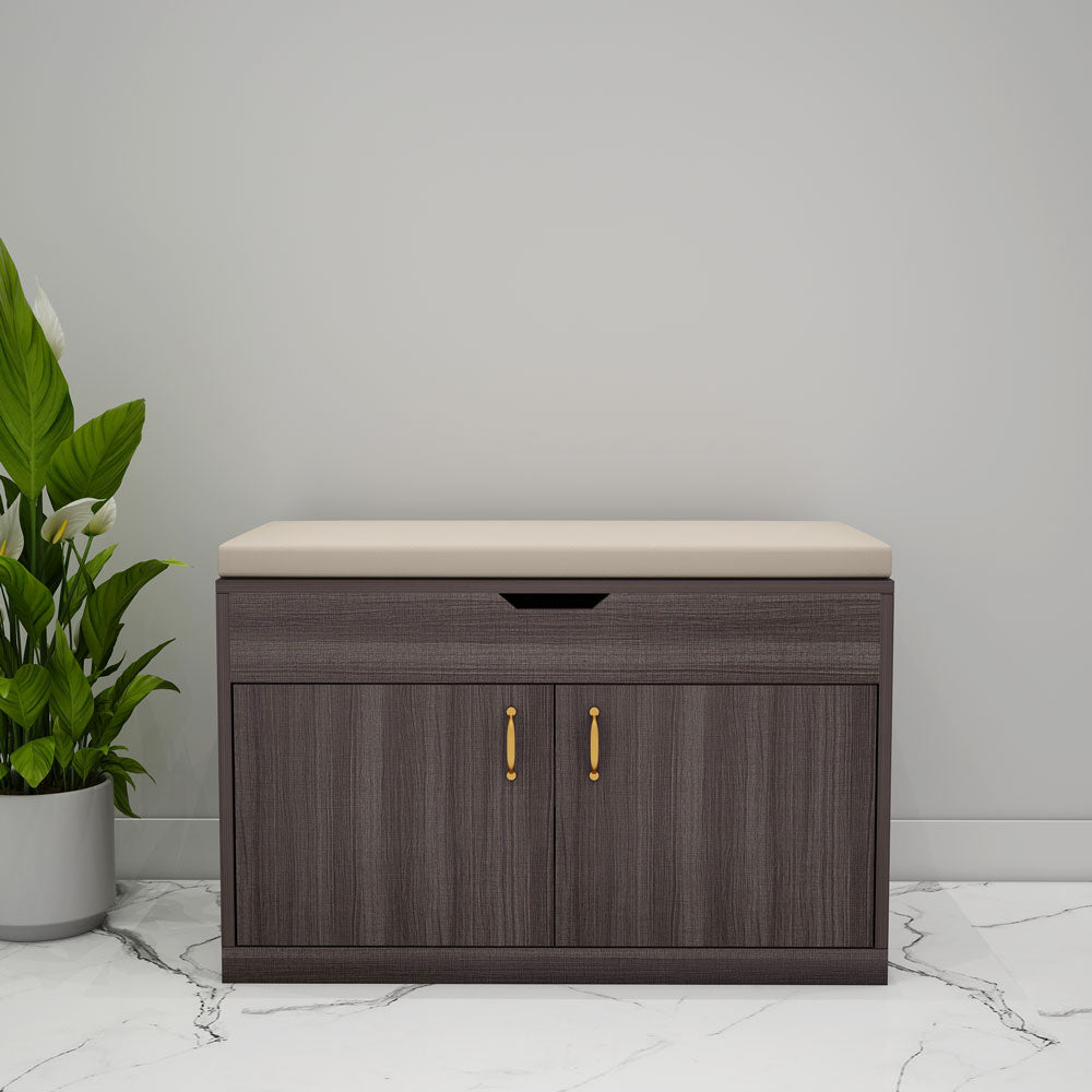 Dark Wood Entryway Shoe Bench with Flip Top and Storage,  VT-10049