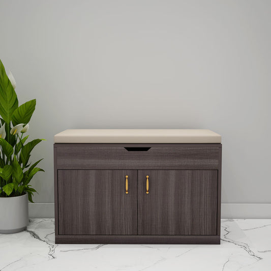 Dark Wood Entryway Shoe Bench with Flip Top and Storage,  VT-10049