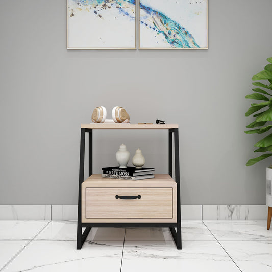 End Table, Wood End Table, End Table with Drawer, End Table with Open Shelf End Table - VT- 12075