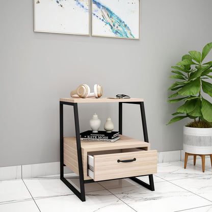 End Table, Wood End Table, End Table with Drawer, End Table with Open Shelf End Table - VT- 12075