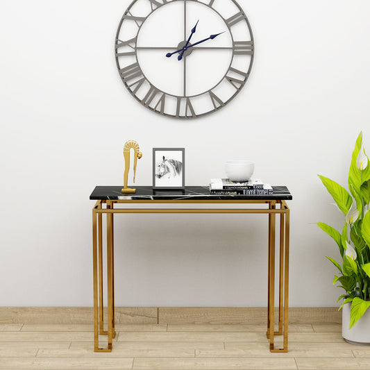 Console Table, Black Console Table, Console Table with MS Leg in Gold Finish, Console Table -VT -12078