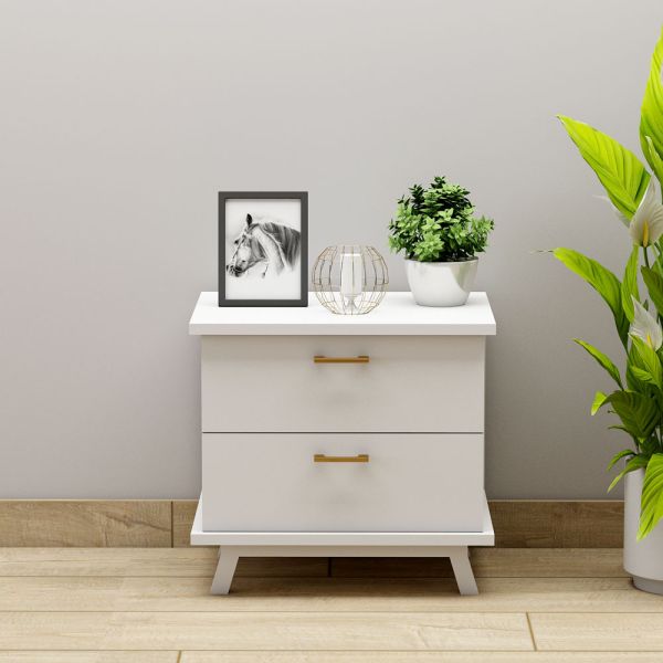 End Table, Wood End Table, White End Table, End Table with Drawer, End Table - VT- 12084