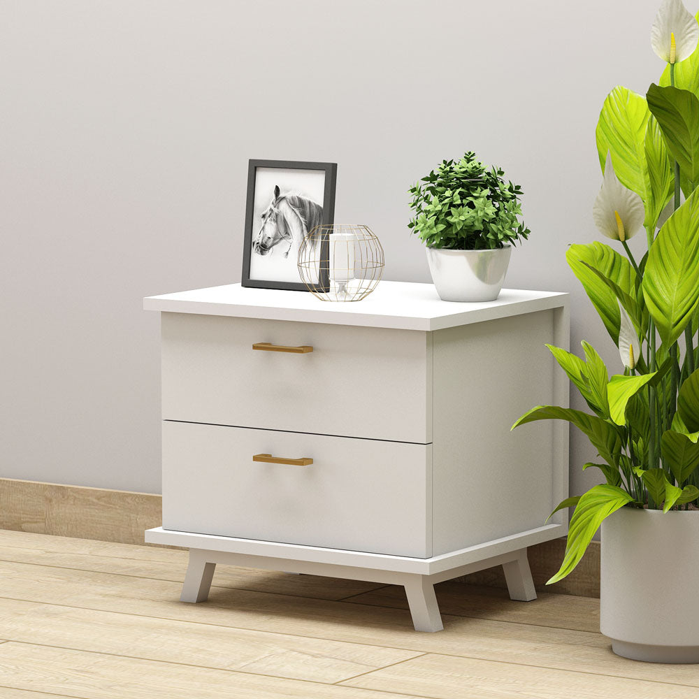 End Table, Wood End Table, White End Table, End Table with Drawer, End Table - VT- 12084