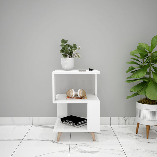 End Table, Wood End Table, White & Wood End Table, End Table with Open Shelf, End Table - VT- 12085