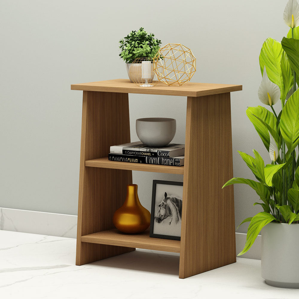 End Table, Wood End Table, Brown End Table, End Table with Open Shelf, End Table - VT- 12088