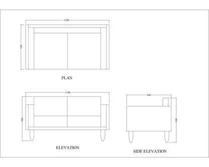 2 Seater Sofa, Solid Wood Sofa, Sofa For Living Room, Blue & Light Wood color Sofa, Sofa with Blue Fabric, 2 Seater Sofa - VT- 4052