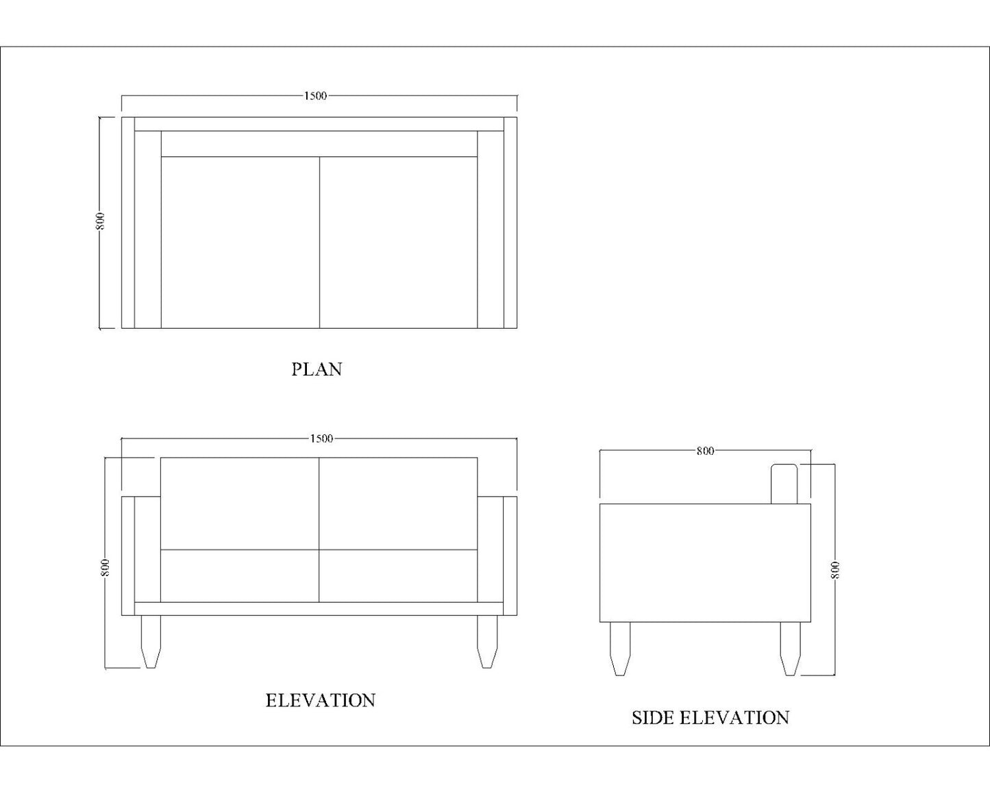 3 Seater Sofa, Solid Wood Sofa, Sofa For Living Room, Grey & White Wood, Sofa with  Grey Fabric, 3 Seater Sofa - VT- 4054