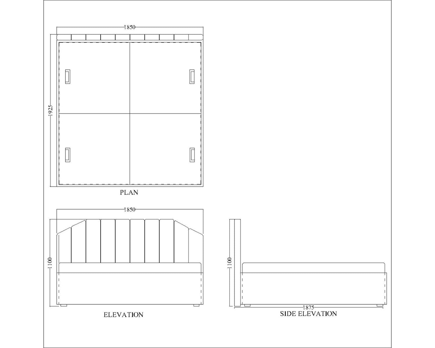 Bed, King  Bed, Dark Wood & White Color Bed, Bed With White Fabric, Bed with storage,  Bed- VT - 5050