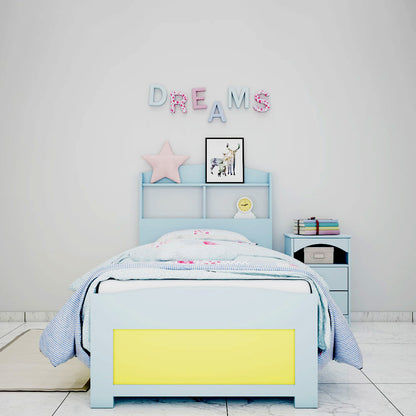 Bed, Single Bed, Blue Color Bed, Bed with storage, Bed With Drawer,  Bed With Open Shelf, Bed For Kids, Bed- VT - 5052