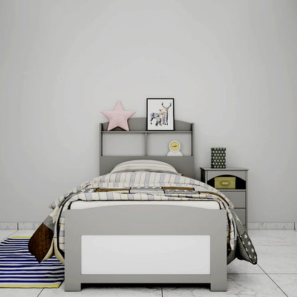 Bed, Single Bed, Grey Color Bed, Bed with storage, Bed With Drawer, Bed With Open Shelf, Bed For Kids, Bed- VT - 5053