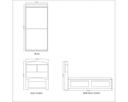 Bed, Single Bed, Grey Color Bed, Bed with storage, Bed With Drawer, Bed With Open Shelf, Bed For Kids, Bed- VT - 5053