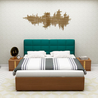 Bed, King  Bed, Green Color Bed, Bed with Green Fabric, Bed with storage, Bed With Drawer, Bed- VT - 5055