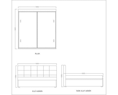 Bed, King  Bed, Green Color Bed, Bed with Green Fabric, Bed with storage, Bed With Drawer, Bed- VT - 5055