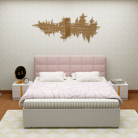 Bed, King  Bed, Pink Color Bed, Bed With Pink Fabric, Bed with storage, Bed With Drawer, Bed- VT - 5056