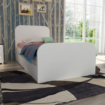 Kids bed, Childrens  bed, single bed , grey  bed ,Panel bed, 3 x 6 ft  bed, white color headboard with wooden legs , Bed-IM- 3006